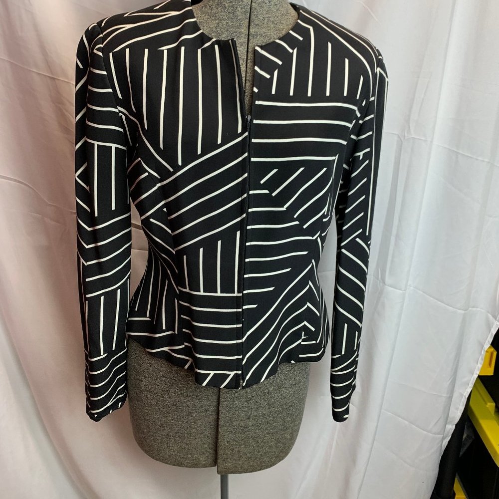 Flores & Flores Black and White Stripe Silk Jacket Size 4